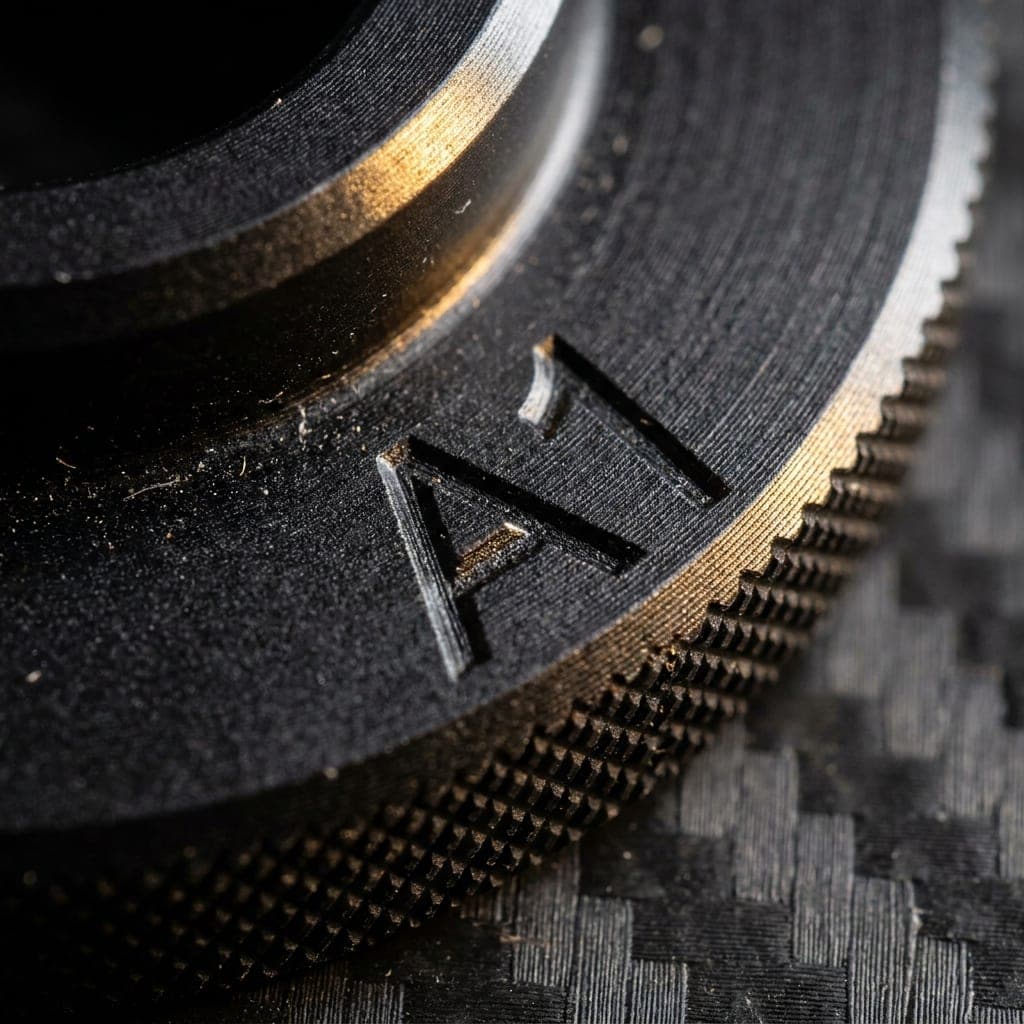 The A1 grade mark laser-etched into machined aluminum